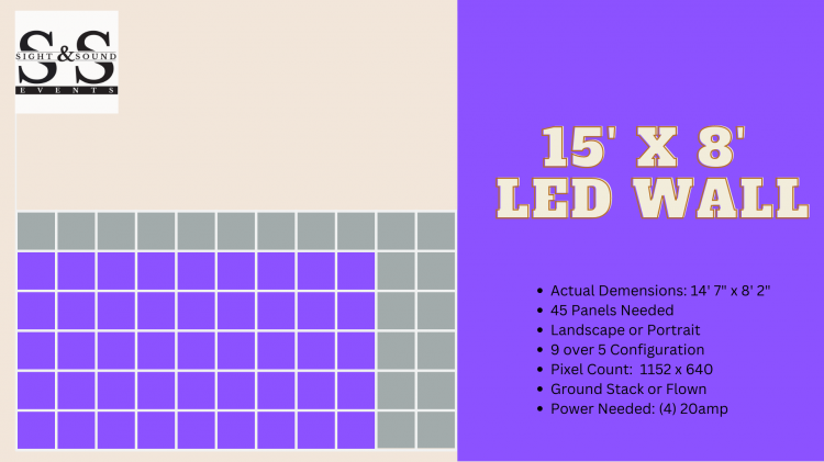 15' x 8' Modular LED Wall (45 Panels)